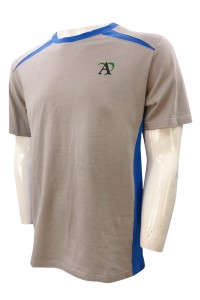 訂做純棉短袖男士T恤    設計印花純色T恤   撞色領   T恤設計公司  回收環保紗  T1062
